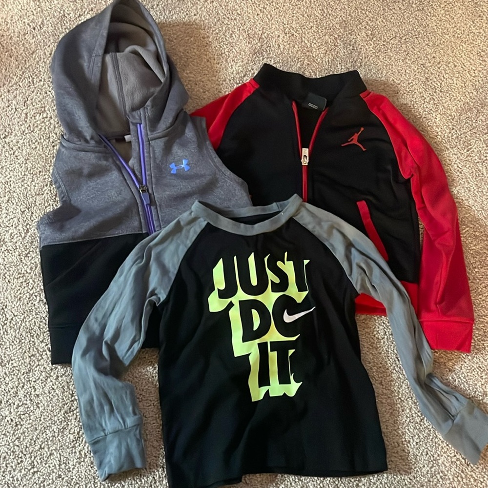 2T Boy Clothing Bundle - Jordan Sweatshirt, Nike Shirt, Under Armour Shirt